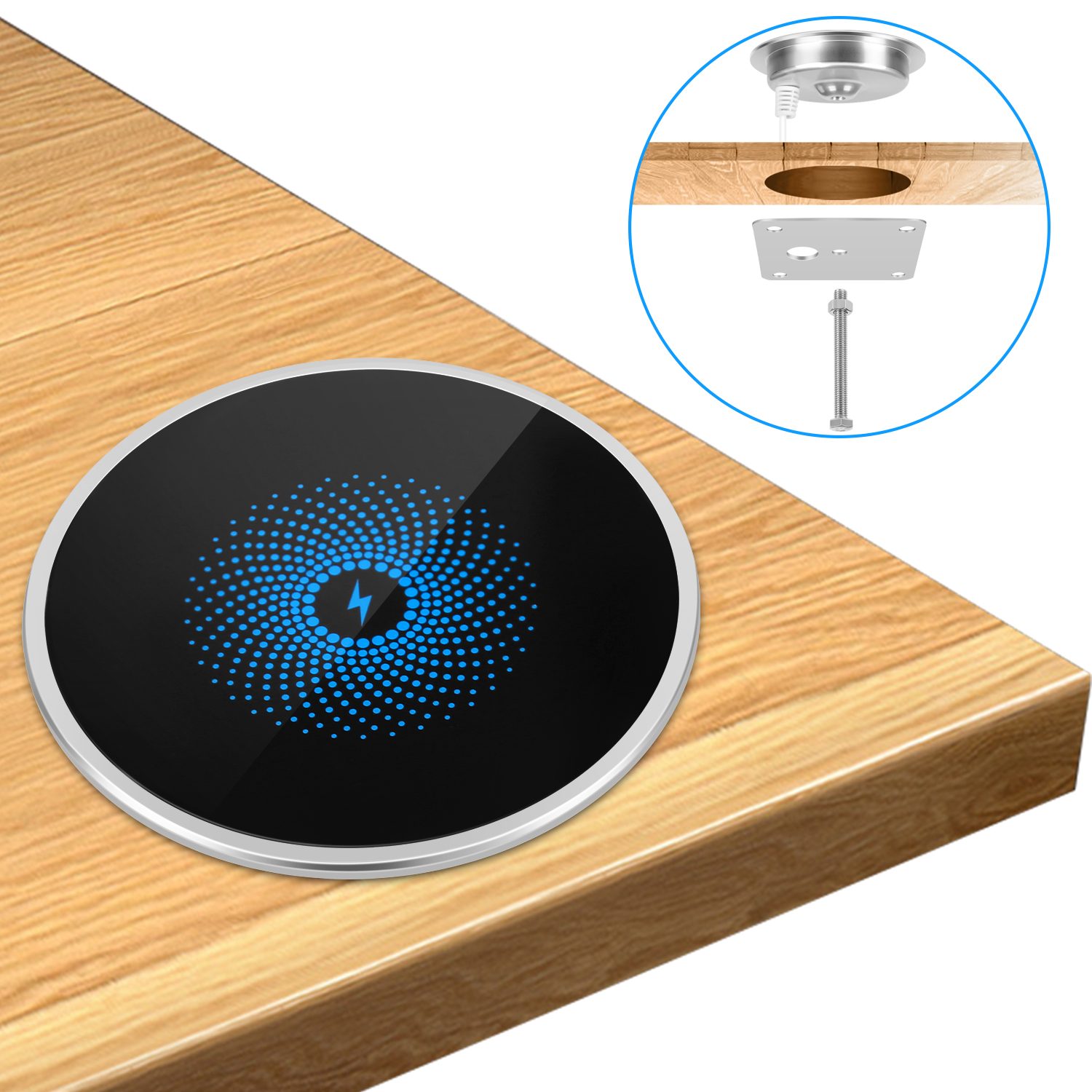 Furniture Embedded Wireless Charger — 12V Waterproof for Hotels & Airports